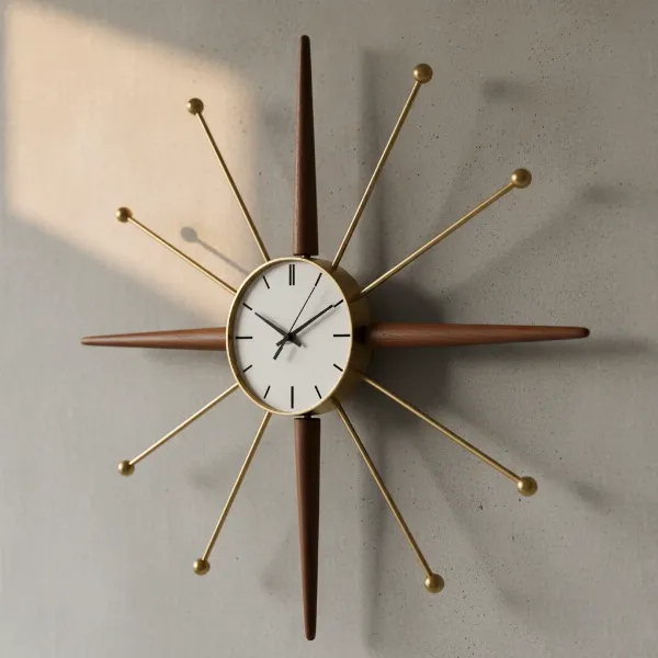 Iconic George Nelson Mid-Century Modern starburst clock design, sculptural wall art