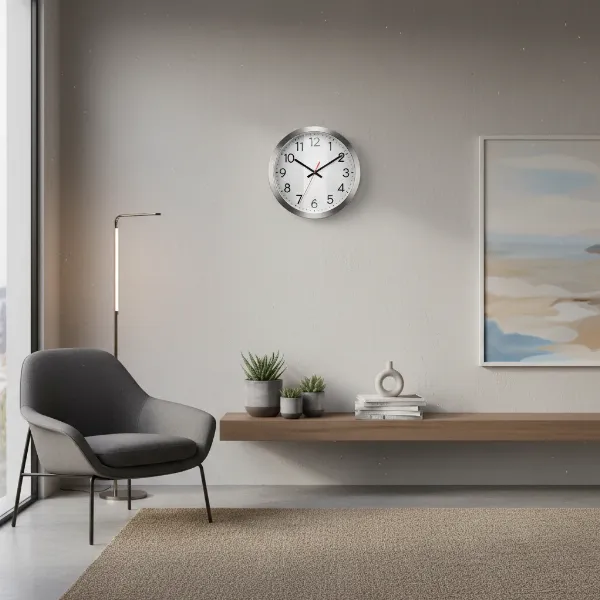 Ikea PUGG wall clock displayed in a modern room, demonstrating its silent operation and durable build.